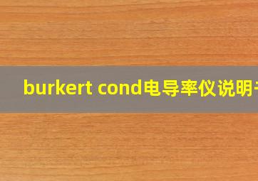 burkert cond电导率仪说明书